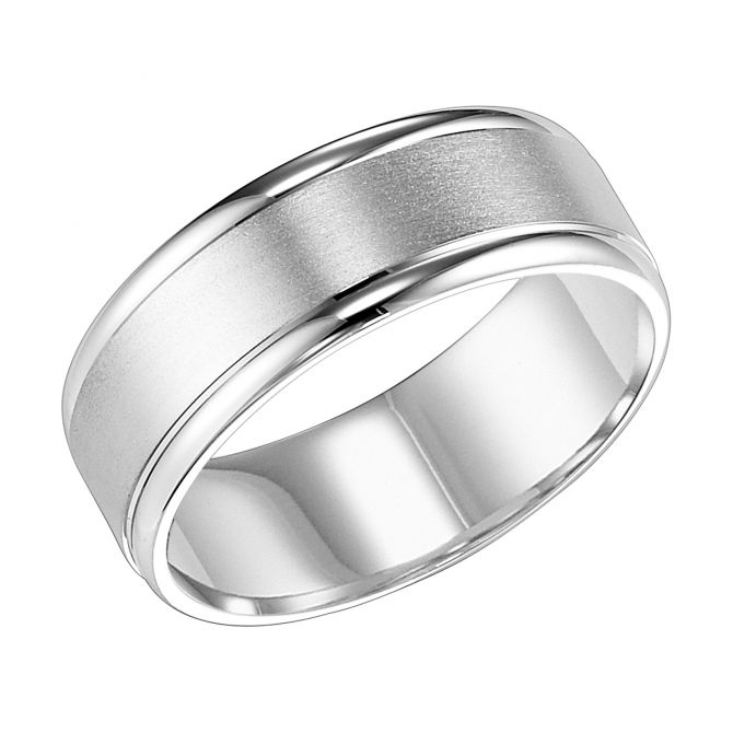 Platinum Grooved Comfort Fit 8 mm Wedding Band, Size 10