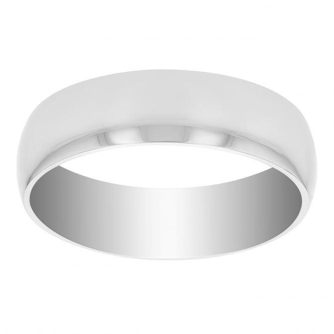 Platinum Comfort Fit Low Dome 6 mm Wedding Band, Size 11