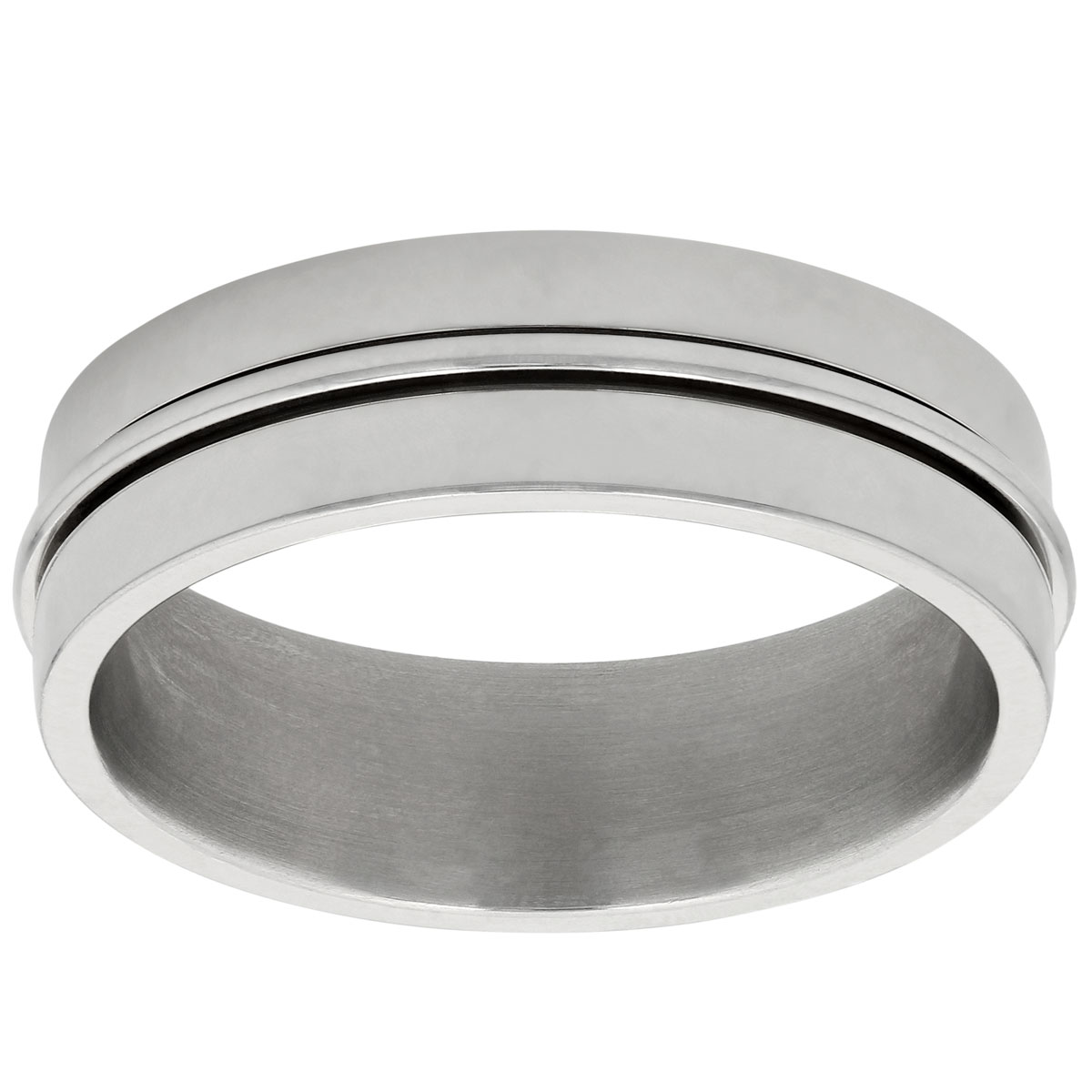 Furrer-Jacot Platinum Ridged 6.5 mm Wedding Band, Size 10