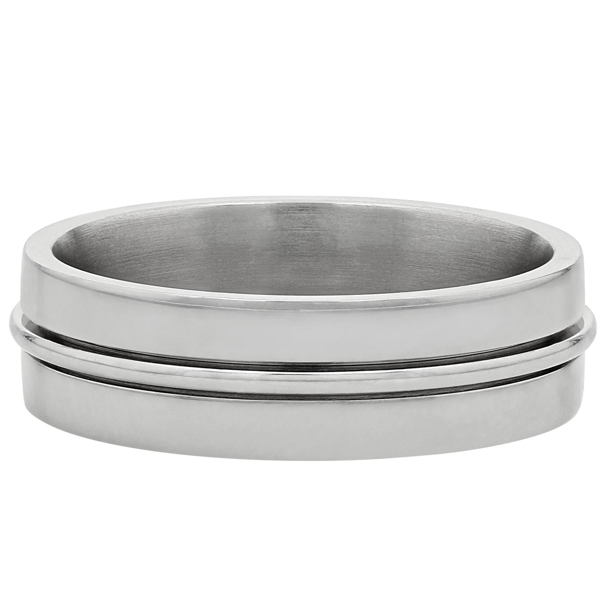 Furrer-Jacot Platinum Ridged 6.5 mm Wedding Band, Size 10