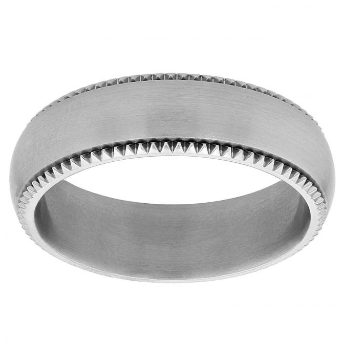 Furrer-Jacot Platinum Satin 6.5 mm Wedding Band with Coin Edge, Size 10