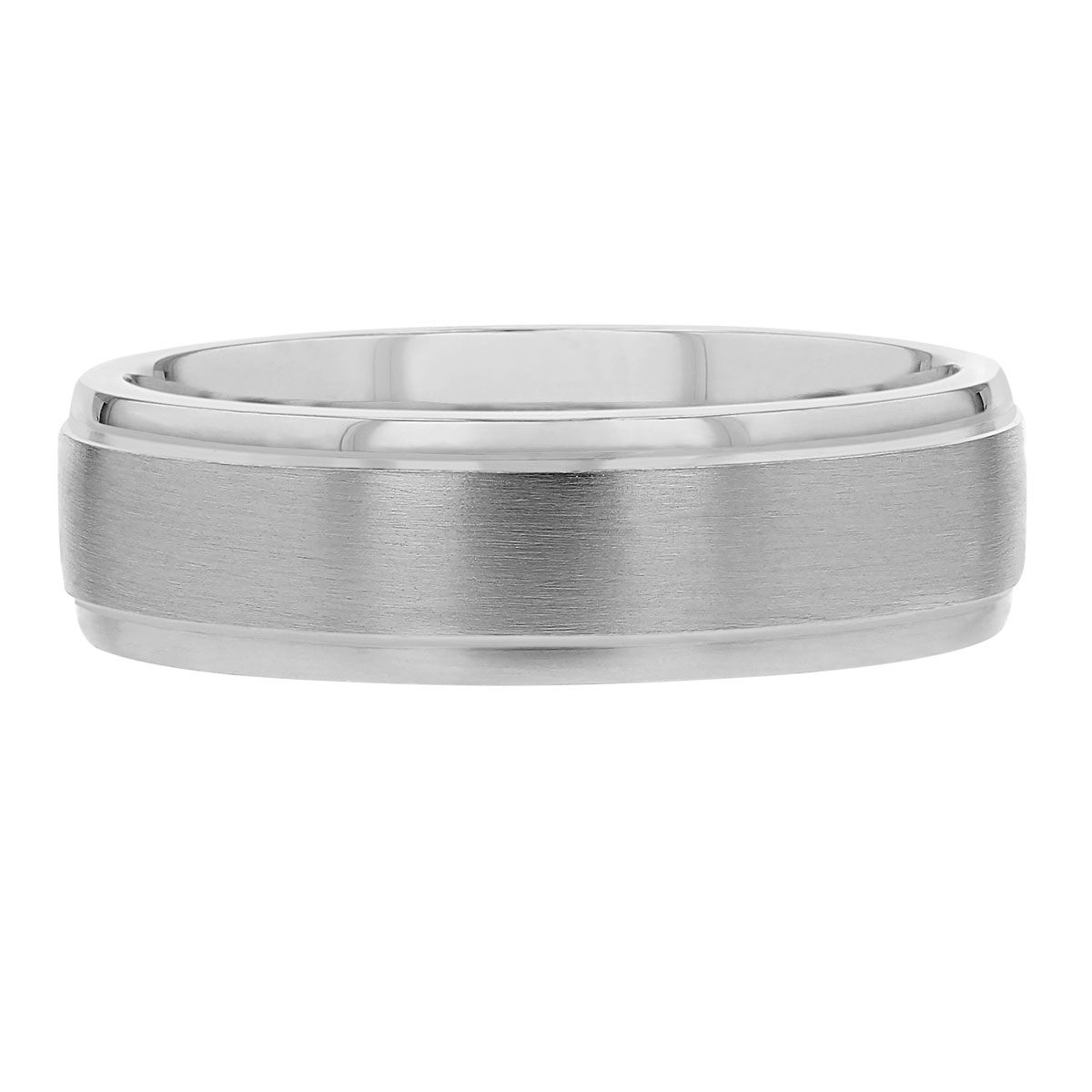 Platinum Comfort Fit 6.5 mm Satin Wedding Band with Step Edge, Size 10