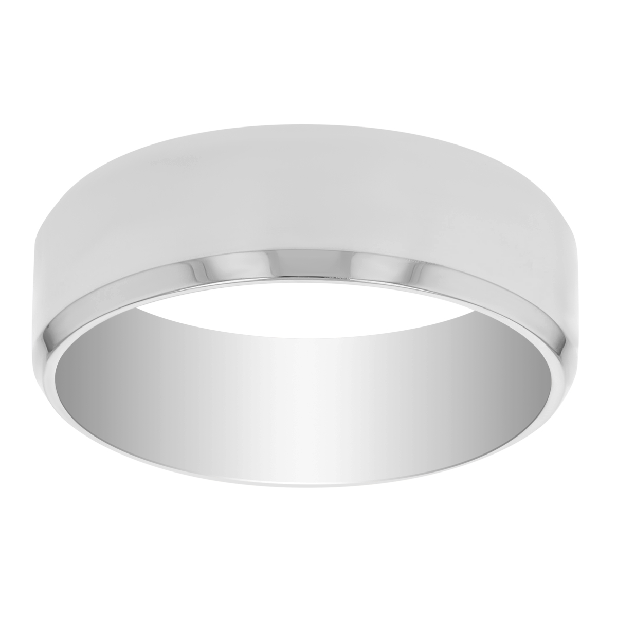 14K White Gold Men's Comfort Fit Flat Wedding Band, 7mm