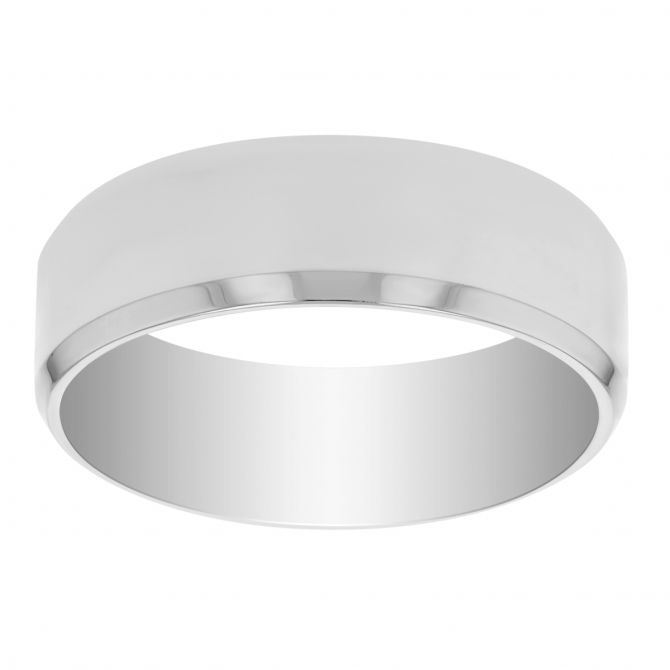 14K White Gold Men's Comfort Fit Flat Wedding Band, 7mm