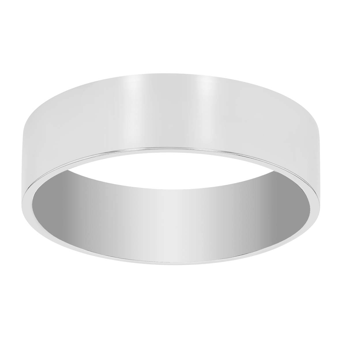 6 mm Comfort Fit Flat Wedding Band in White Gold, Size 9