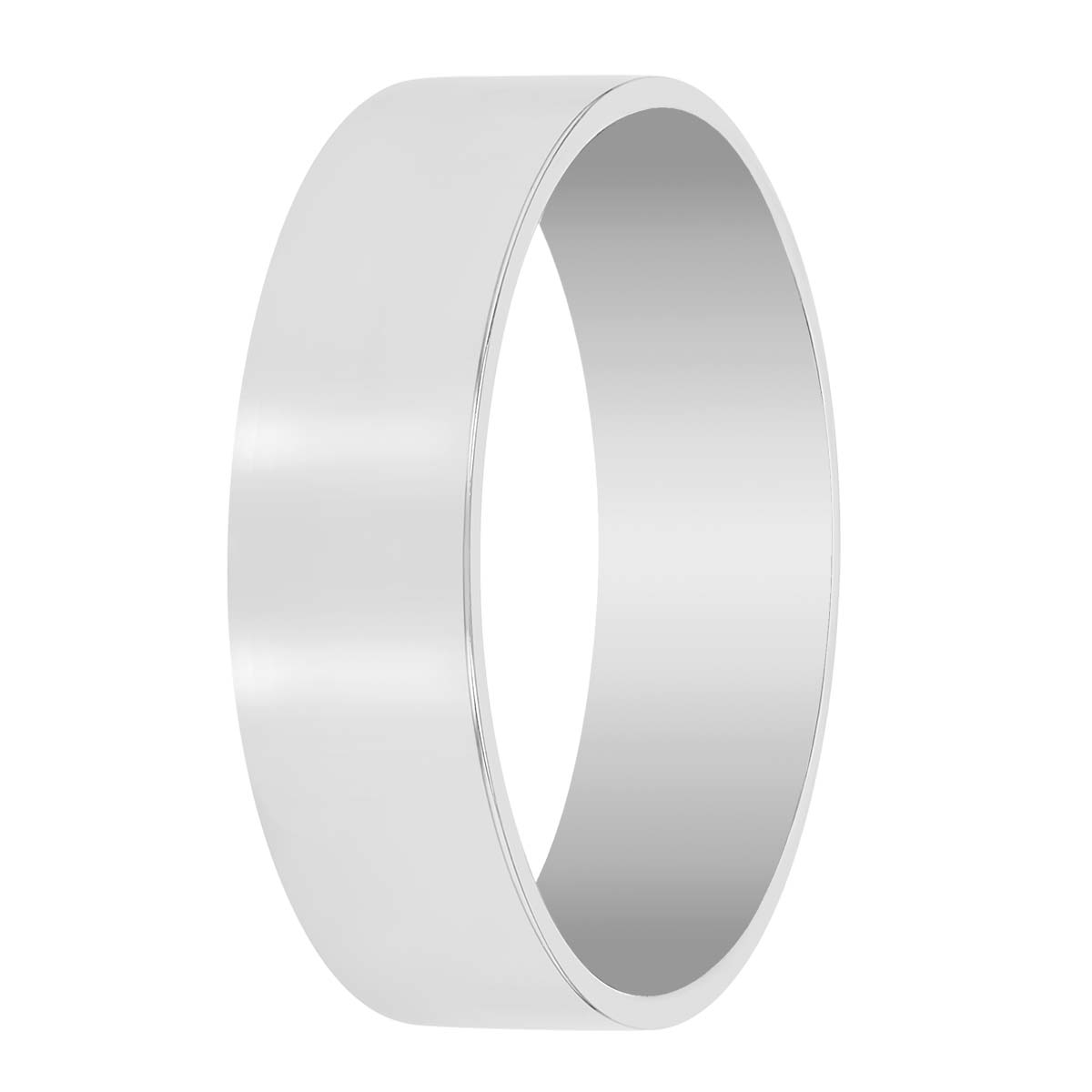 6 mm Comfort Fit Flat Wedding Band in White Gold, Size 9