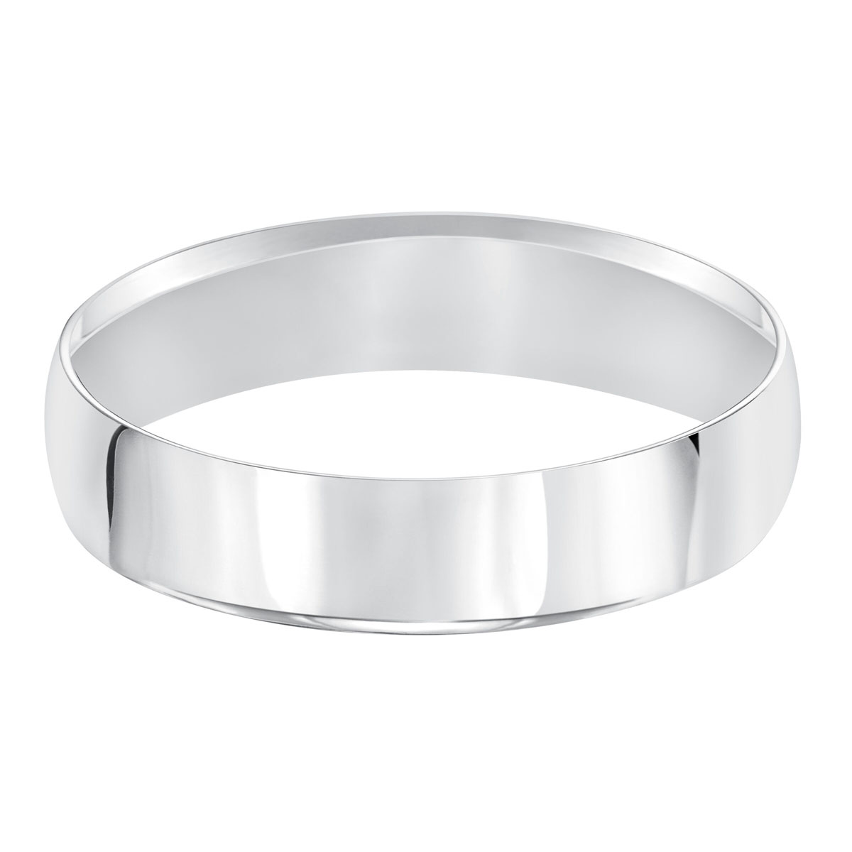 5 mm Comfort Fit Low Dome Wedding Band in White Gold, Size 10