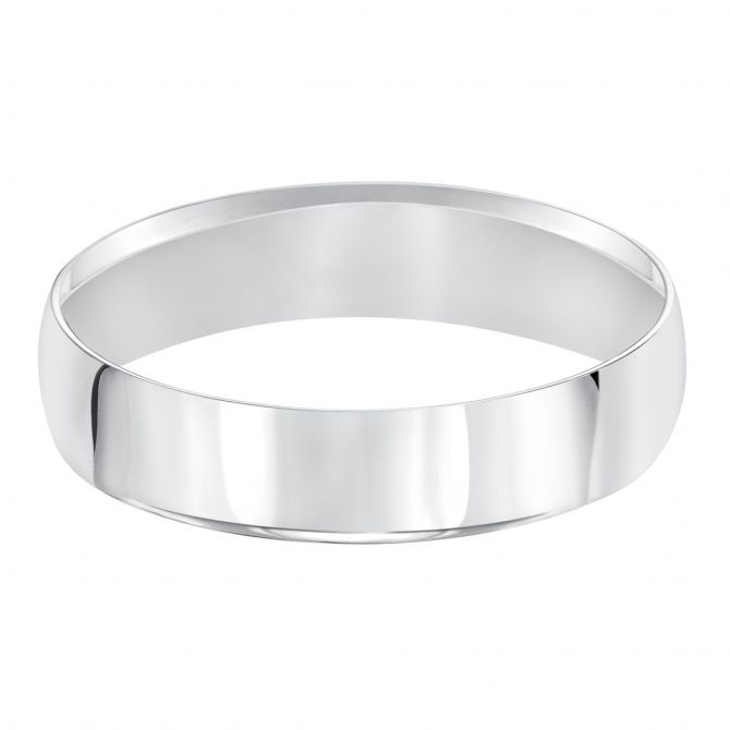 5 mm Comfort Fit Low Dome Wedding Band in White Gold, Size 10
