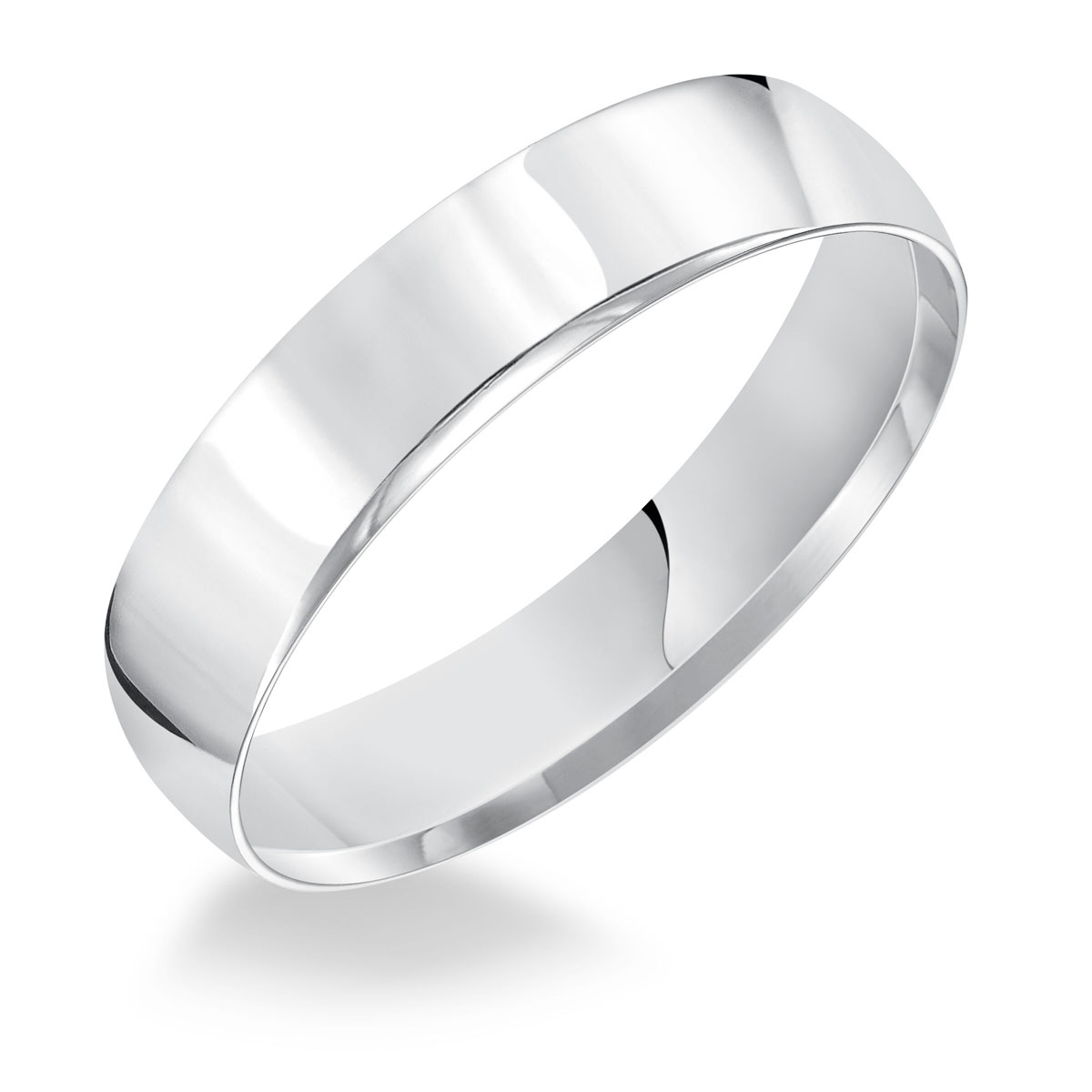 5 mm Comfort Fit Low Dome Wedding Band in White Gold, Size 10