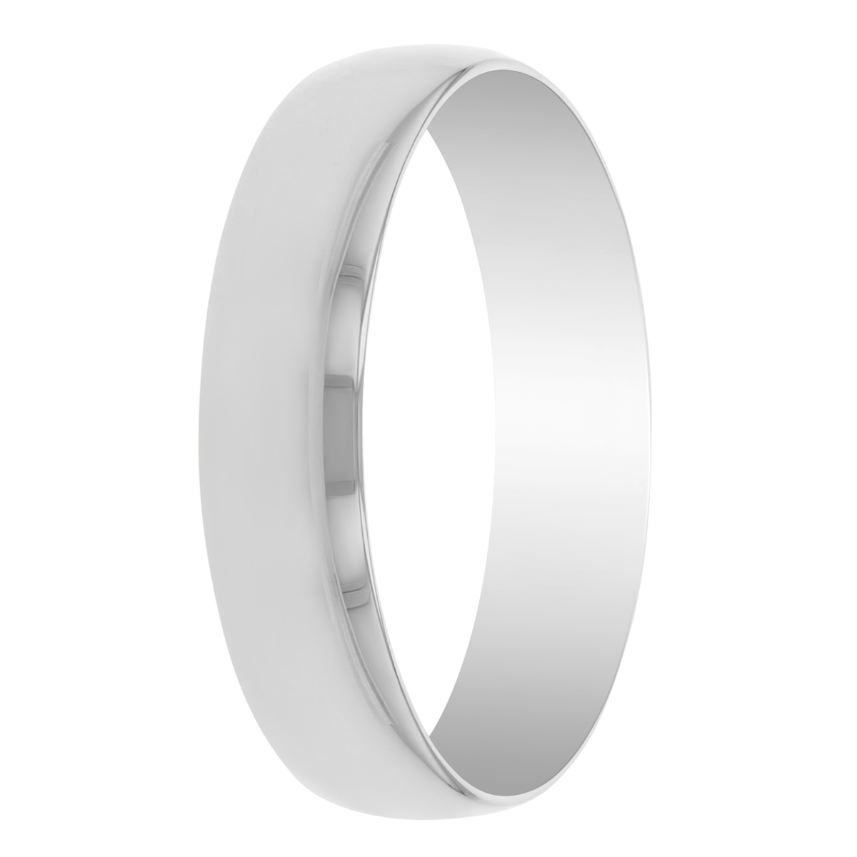 White Gold 5mm Low Dome Comfort Fit Wedding Band, Size 9