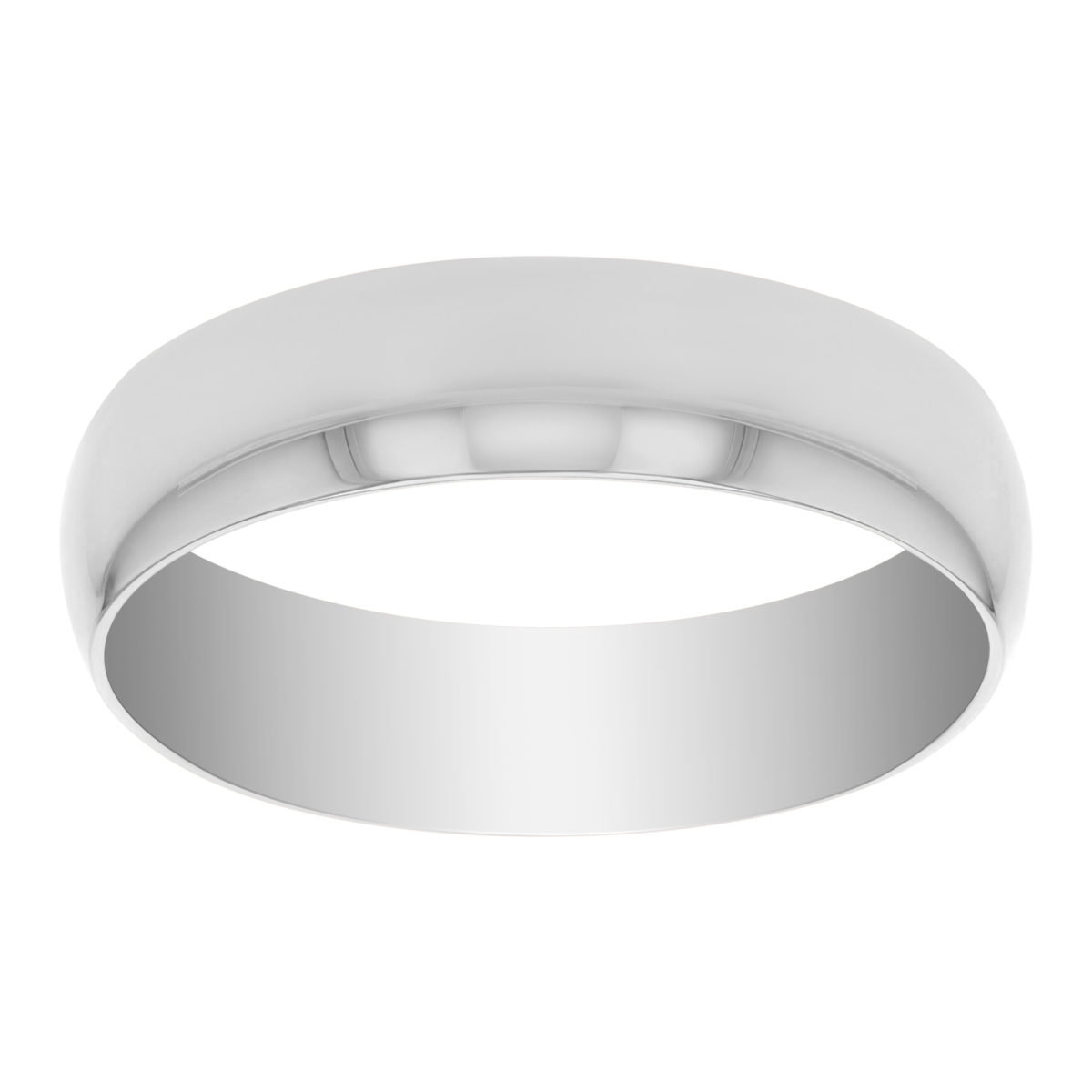White Gold 6mm Low Dome Comfort Fit Wedding Band, Size 11