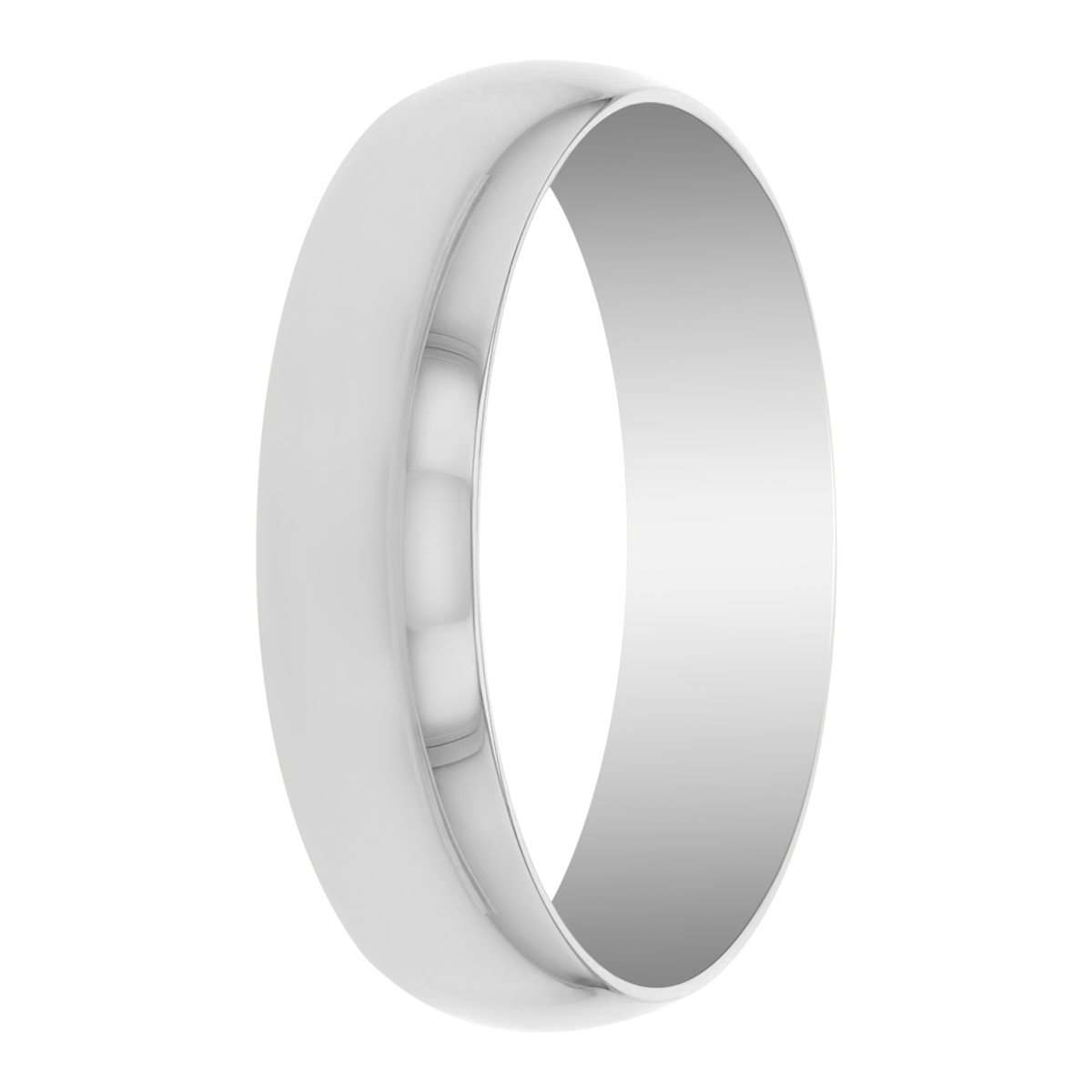 White Gold 6mm Low Dome Comfort Fit Wedding Band, Size 11