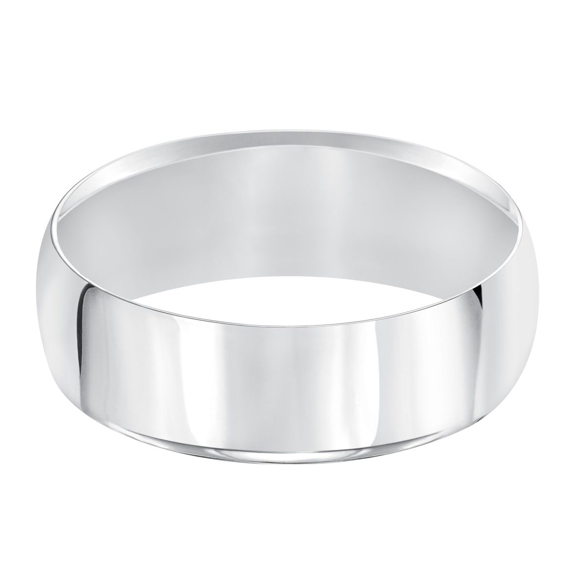7 mm Comfort Fit Low Dome Wedding Band in White Gold, Size 11
