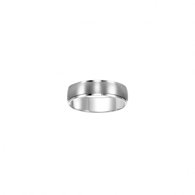 White Gold Satin Finish Wedding Band, Size 10