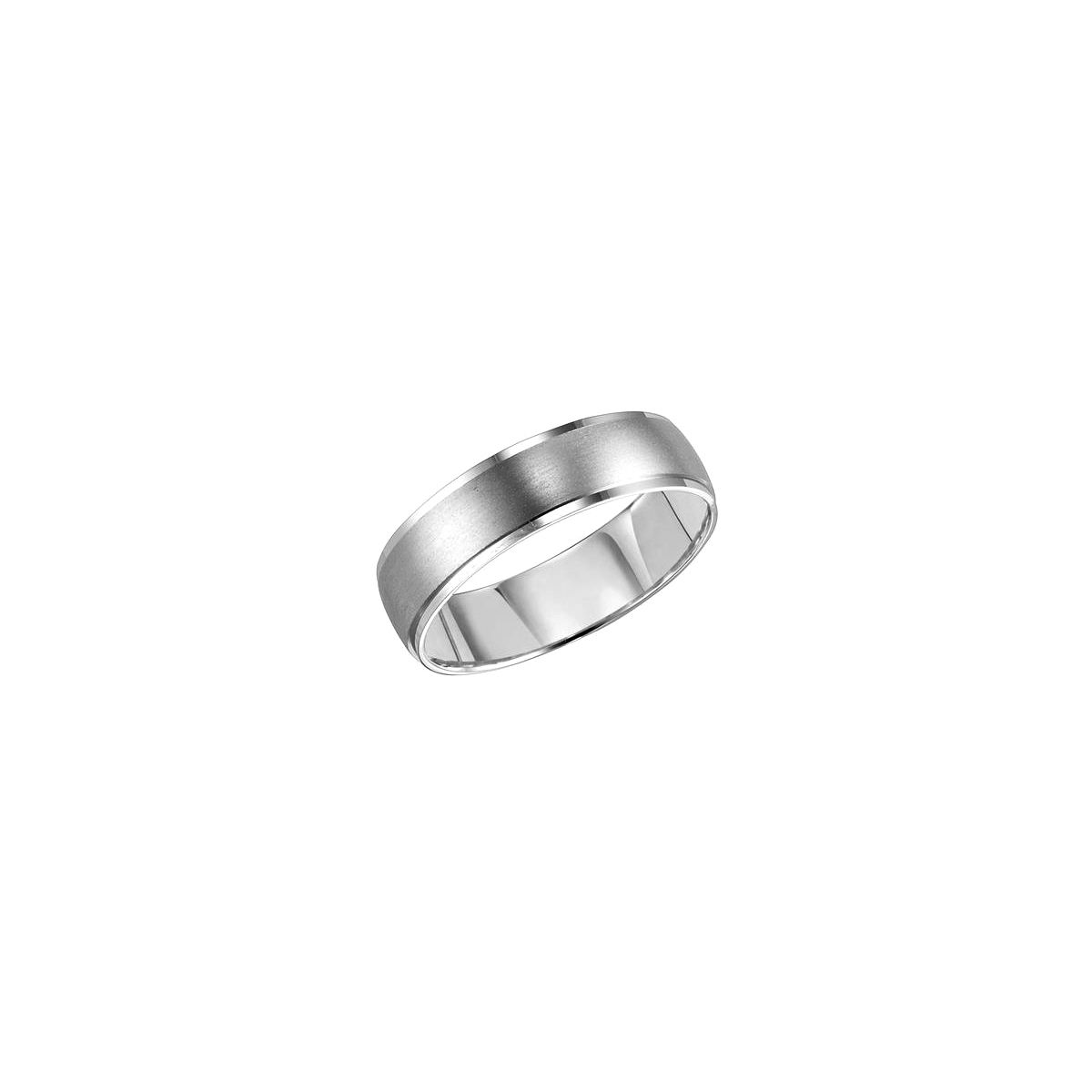 White Gold Satin Finish Wedding Band, Size 10