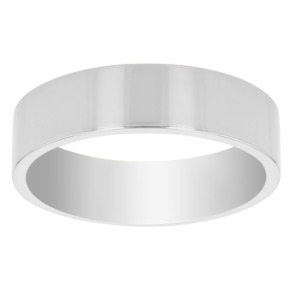 White Gold Comfort Fit Flat Wedding Band, 6mm