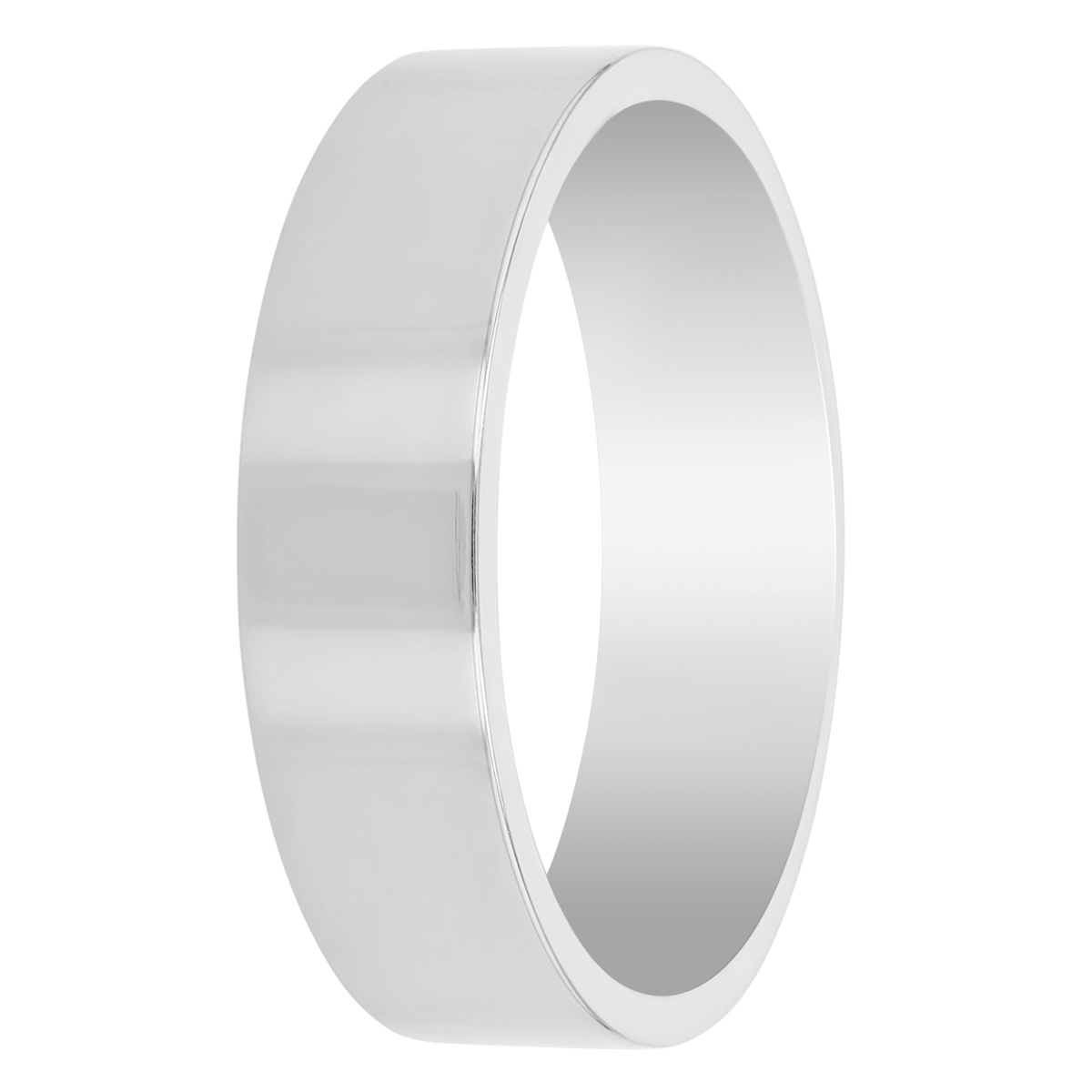 White Gold Comfort Fit Flat Wedding Band, 6mm