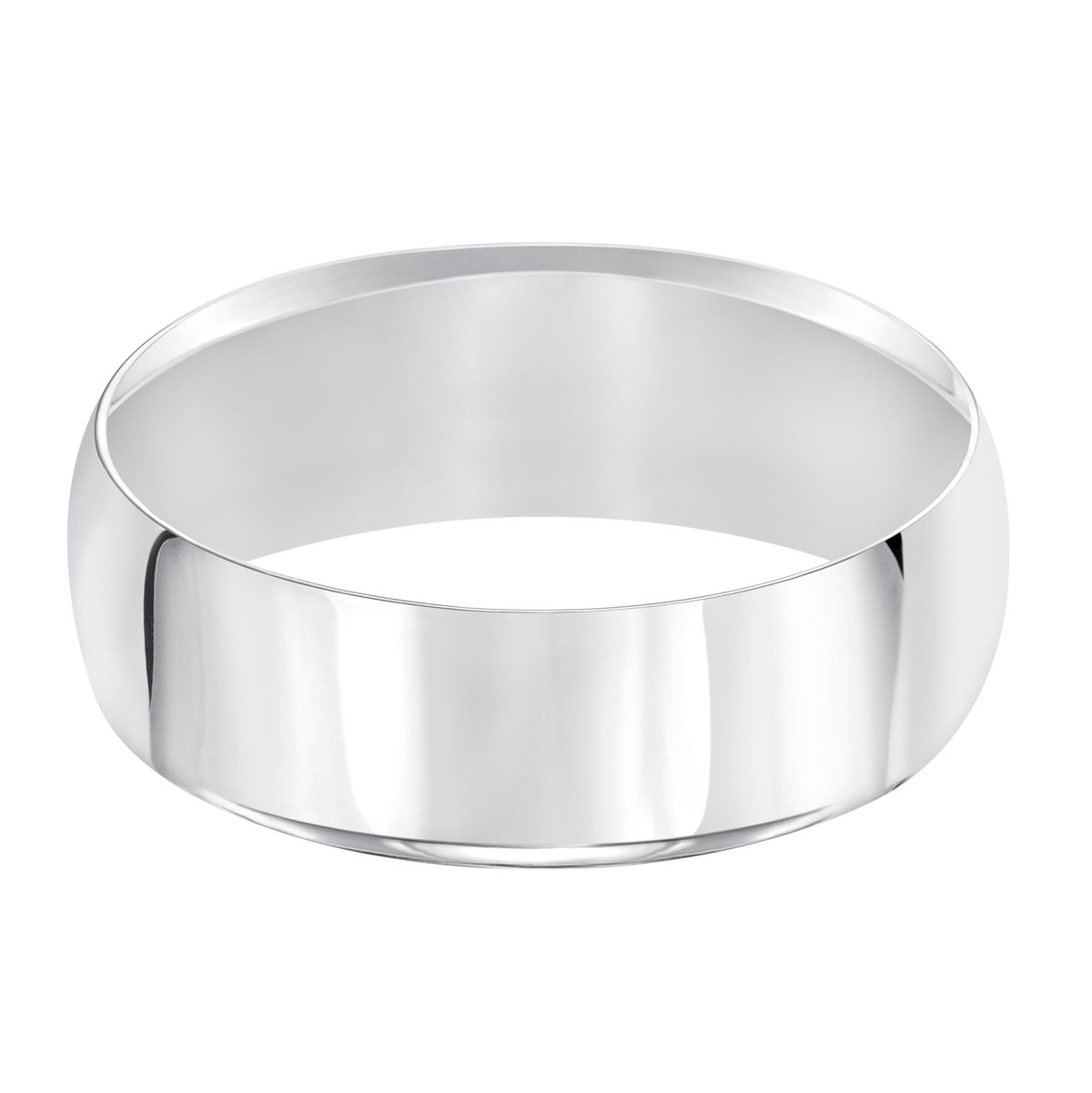 7 mm Comfort Fit Wedding Band in White Gold, Size 8