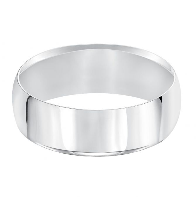 7 mm Comfort Fit Wedding Band in White Gold, Size 8