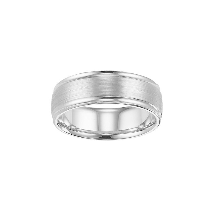 14K White Gold Satin Finish 7.5mm Wedding Band, Size 10