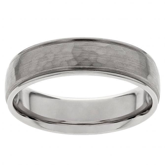 Furrer-Jacot White Gold Hammered 6 mm Wedding Band, Size 10