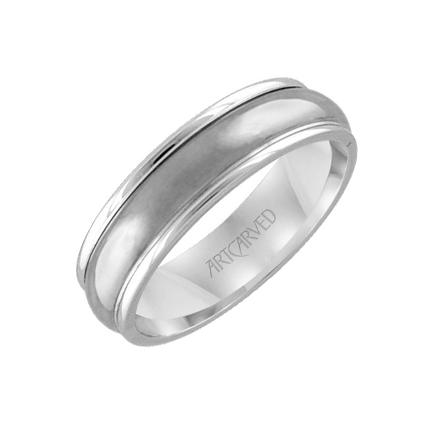 ArtCarved White Gold 6 mm Contoured Wedding Band, Size 10