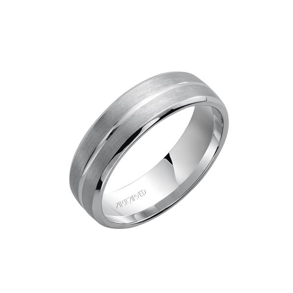 ArtCarved White Gold 5.5 mm Comfort Fit Satin & High Polish Beveled Wedding Band, Size 10