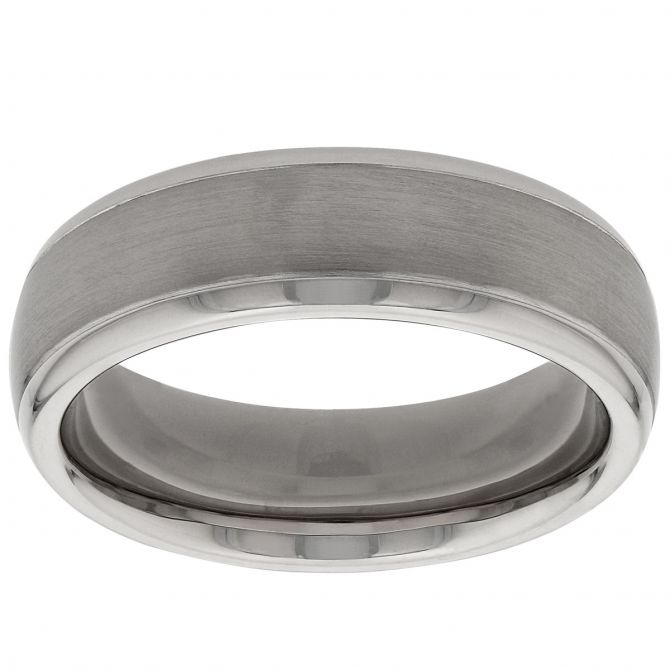 Furrer-Jacot White Gold  Satin Center Grooved 7 mm Wedding Band, Size 10