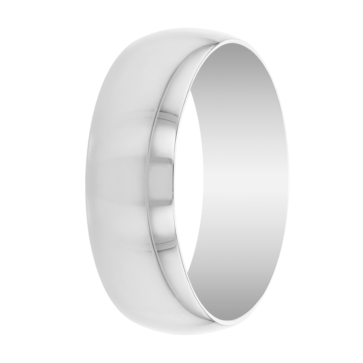 White Gold Comfort Fit Low Dome 7 mm Wedding Band, Size 9