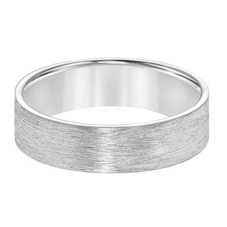 White Gold Brushed 6 mm Flat Wedding Band, Size 9