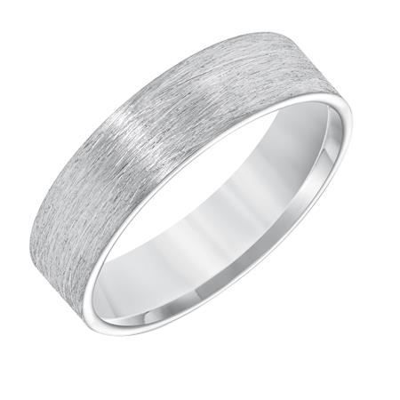 White Gold Brushed 6 mm Flat Wedding Band, Size 9