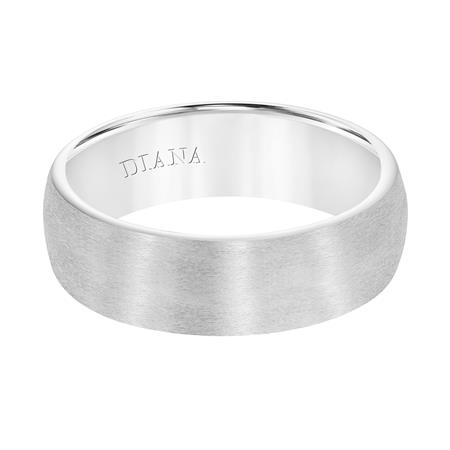 White Gold Matte 6 mm Comfort Fit Wedding Band, Size 10