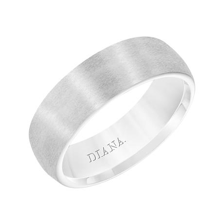 White Gold Matte 6 mm Comfort Fit Wedding Band, Size 10
