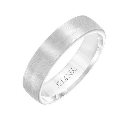 White Gold Brushed 5.5 mm Comfort Fit Low Dome Wedding Band, Size 10