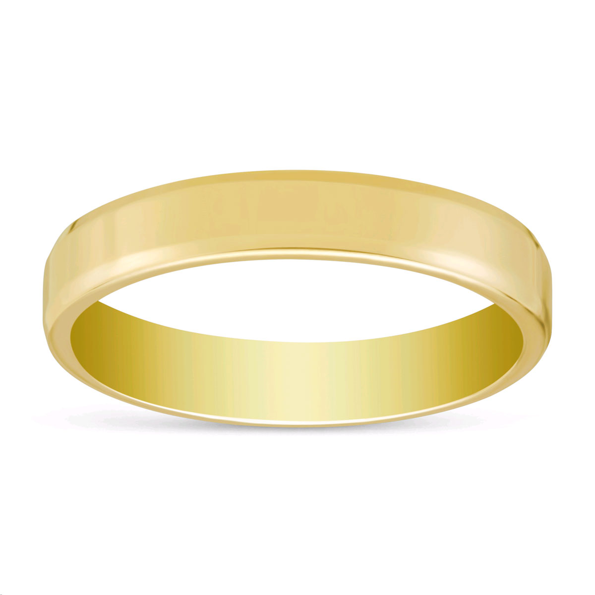 4 mm Comfort Fit Flat Wedding Band in Yellow Gold, Size 9