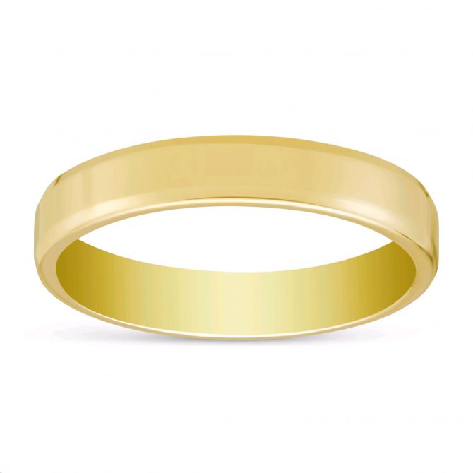 4 mm Comfort Fit Flat Wedding Band in Yellow Gold, Size 9