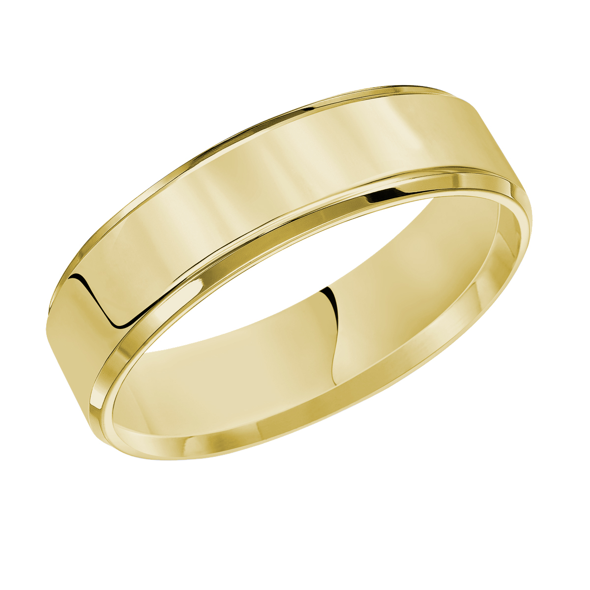 Yellow Gold Comfort Fit 5 mm Wedding Band with Beveled Edge, Size 10