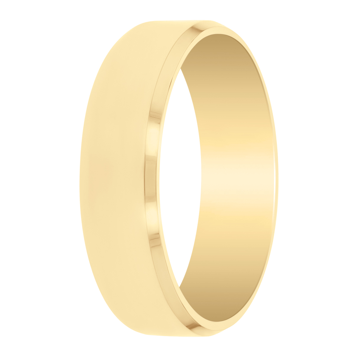 14K Yellow Gold Men's Comfort Fit Flat Wedding Band, 6mm