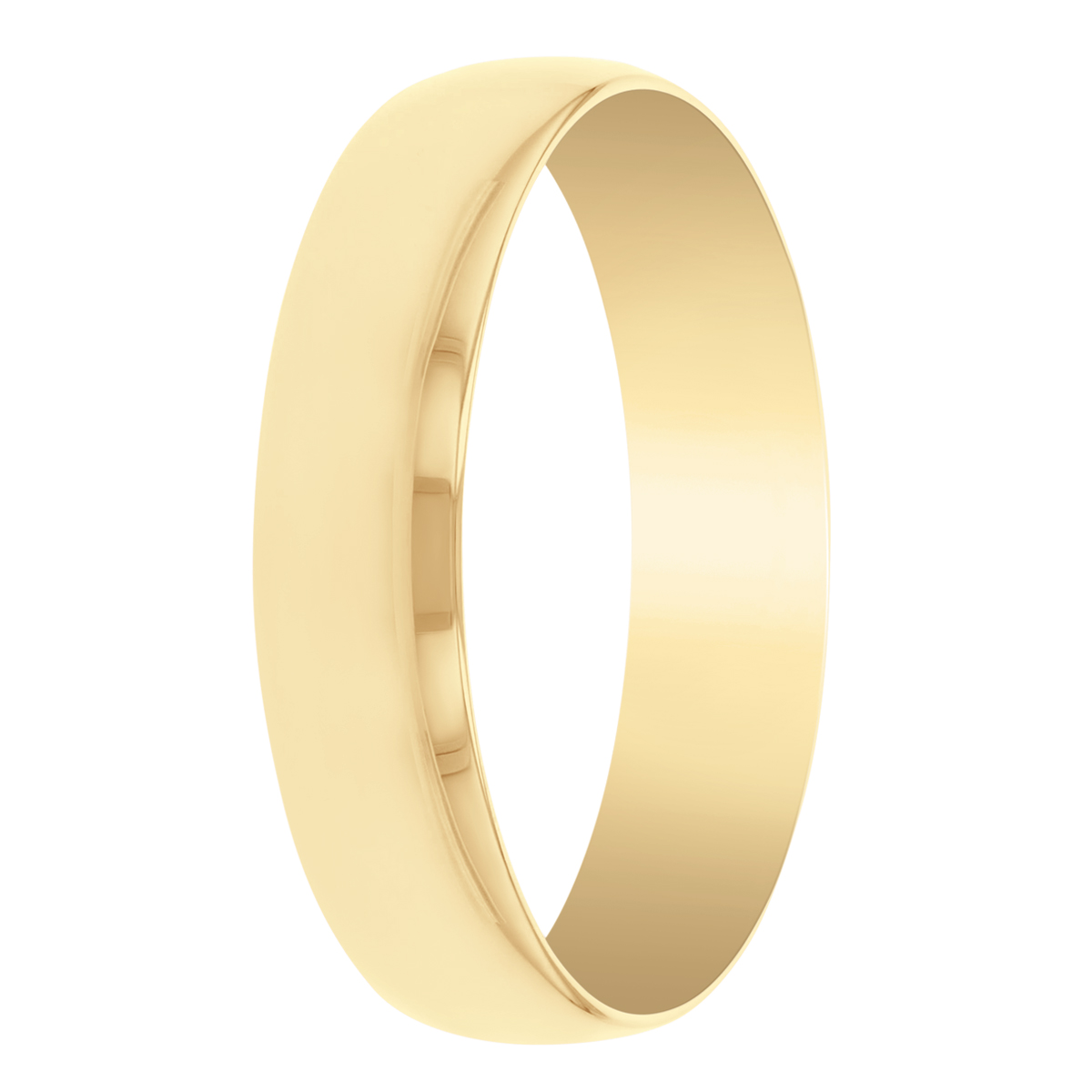14K Yellow Gold Plain Comfort Fit 5 mm Wedding Band, Size 12