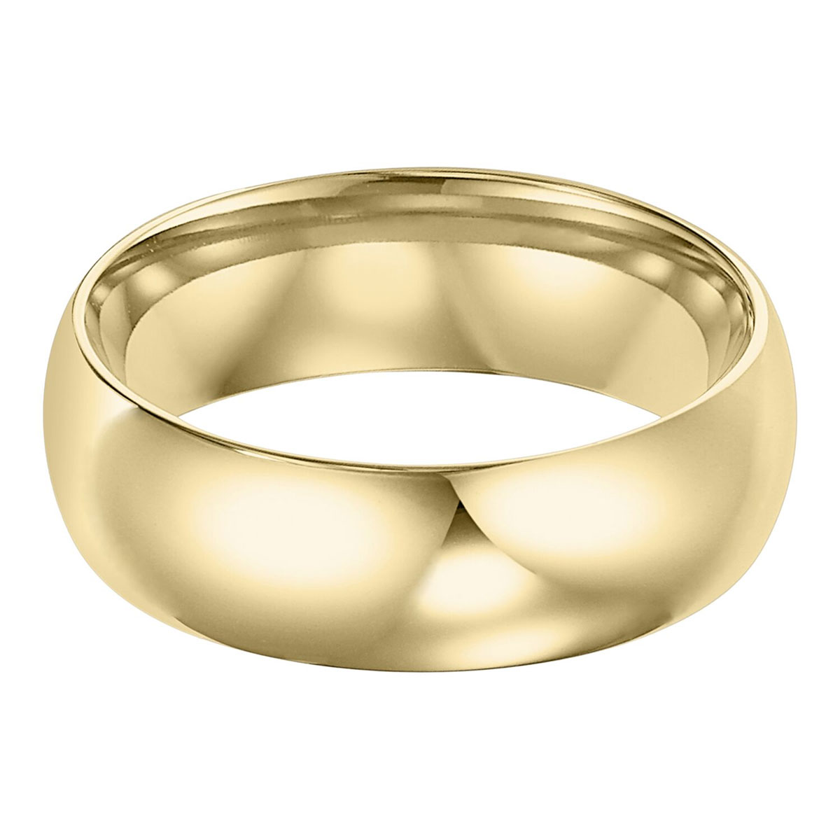6 mm Comfort Fit Low Dome Wedding Band in Yellow Gold