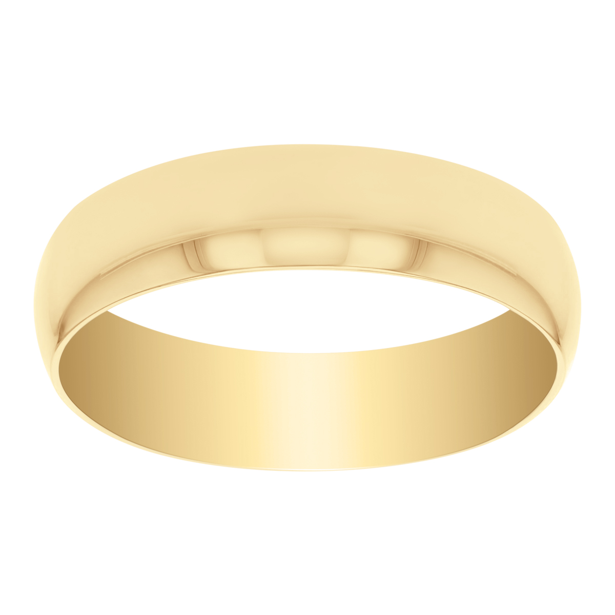 Yellow Gold Low Dome Comfort Fit Wedding Band, 6mm