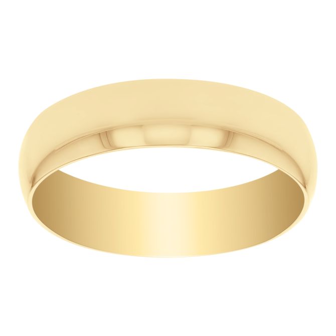 Yellow Gold Low Dome Comfort Fit Wedding Band, 6mm