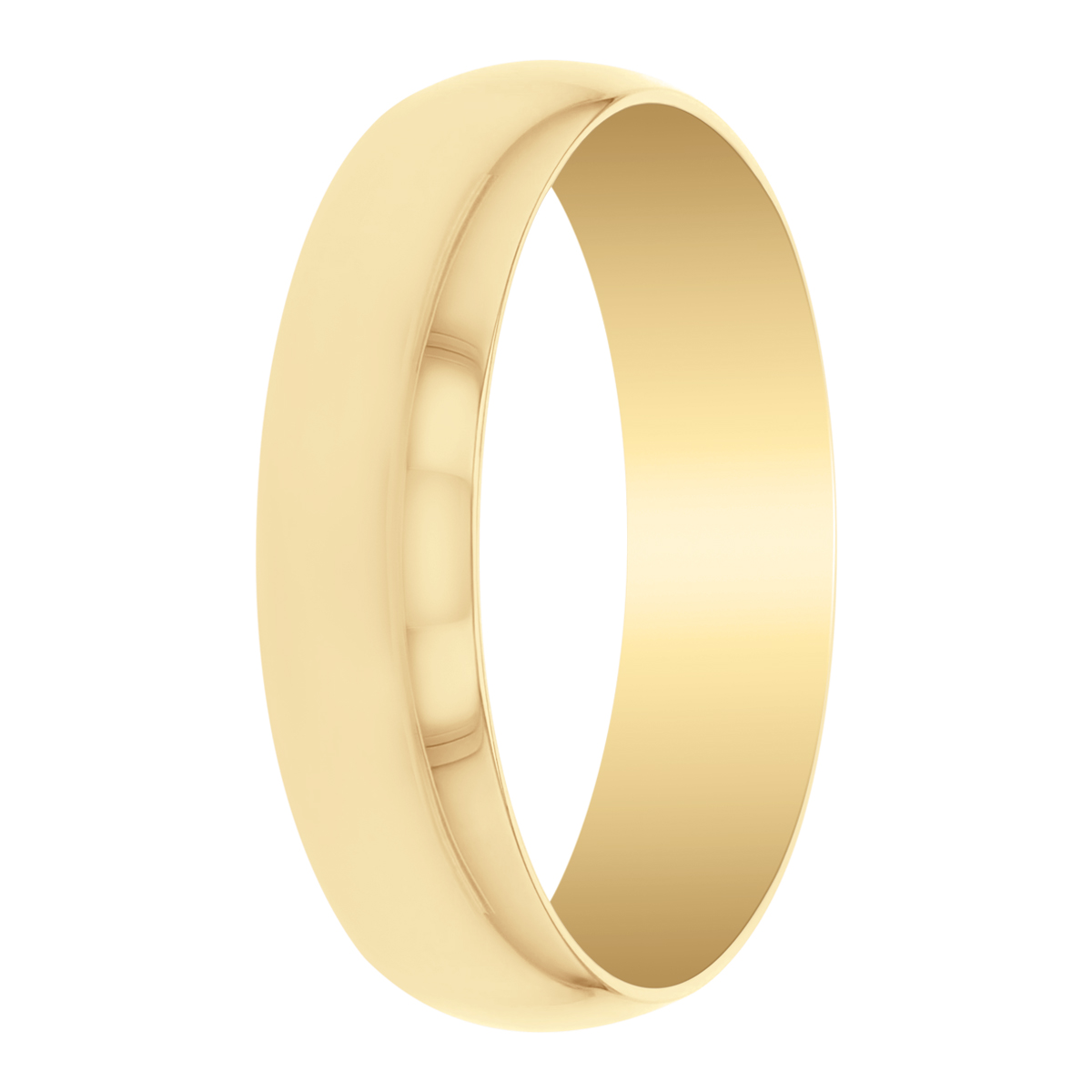 Yellow Gold Low Dome Comfort Fit Wedding Band, 6mm