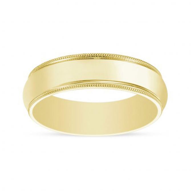 Yellow Gold 6mm Comfort Fit Wedding Band, Size 10