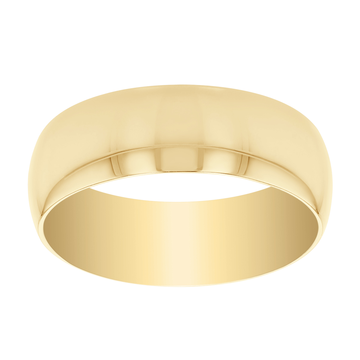 Yellow Gold 7 mm Comfort Fit Low Dome Wedding Band, Size 9