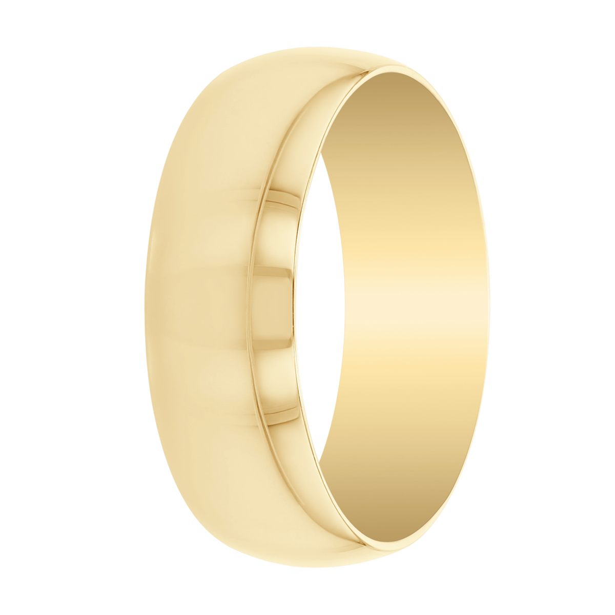 Yellow Gold 7 mm Comfort Fit Low Dome Wedding Band, Size 9