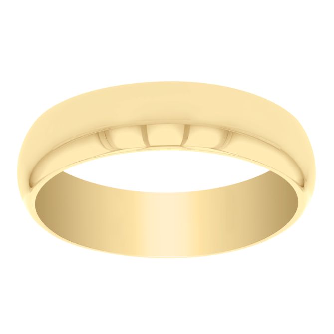 Yellow Gold Plain Comfort Fit 6mm Wedding Band, Size 11