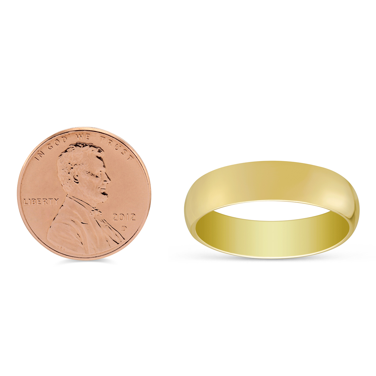 Yellow Gold 6mm Comfort Fit Plain Wedding Band, Size 9