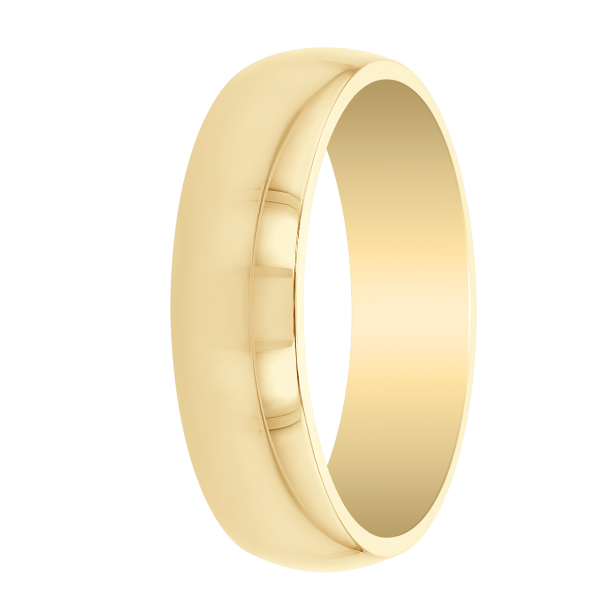 Yellow Gold 6mm Low Dome Comfort Fit Wedding Band, Size 10