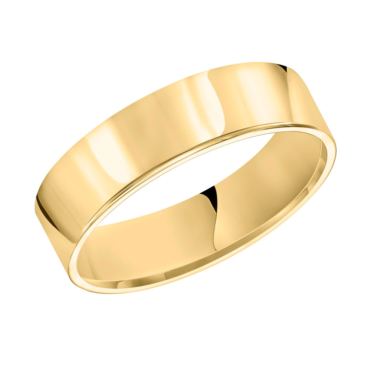 6 mm Comfort Fit Flat Wedding Band in Yellow Gold, Size 11